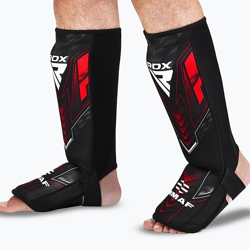 Foot and tibia protectors RDX IMMAF Approved Neoprene Shin Instep red 7