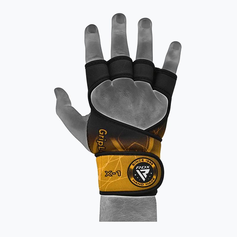 RDX Weight Lifting X1 Long Strap training gloves black/yellow WGN-X1Y 6