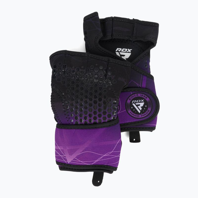 RDX Weight Lifting X1 Long Strap training gloves black and purple WGN-X1PR