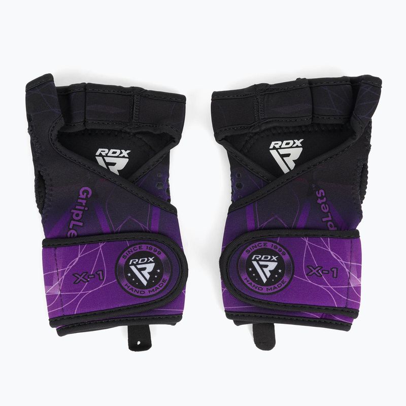 RDX Weight Lifting X1 Long Strap training gloves black and purple WGN-X1PR 2