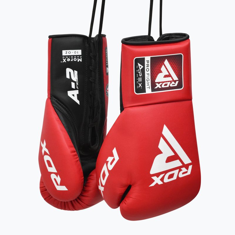 RDX Apex Competition Fight Lace Up Boxing Gloves red 5