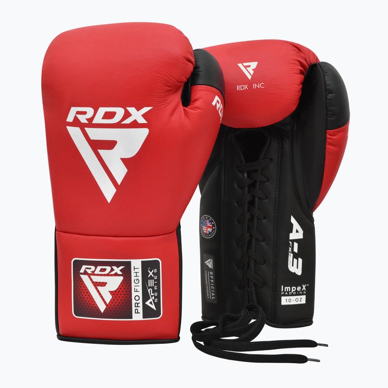 RDX Pro Fight Apex Competition Lace Up Boxing Gloves red