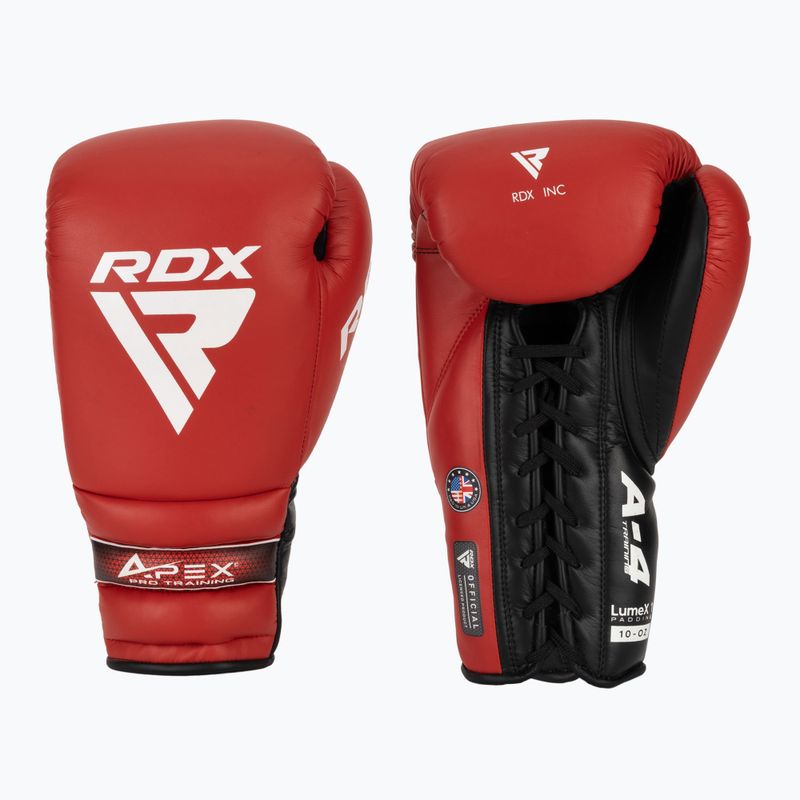 RDX Apex Lace Up Training Sparring Boxing Gloves red
