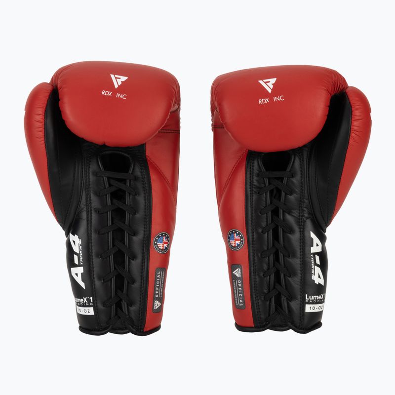 RDX Apex Lace Up Training Sparring Boxing Gloves red 3