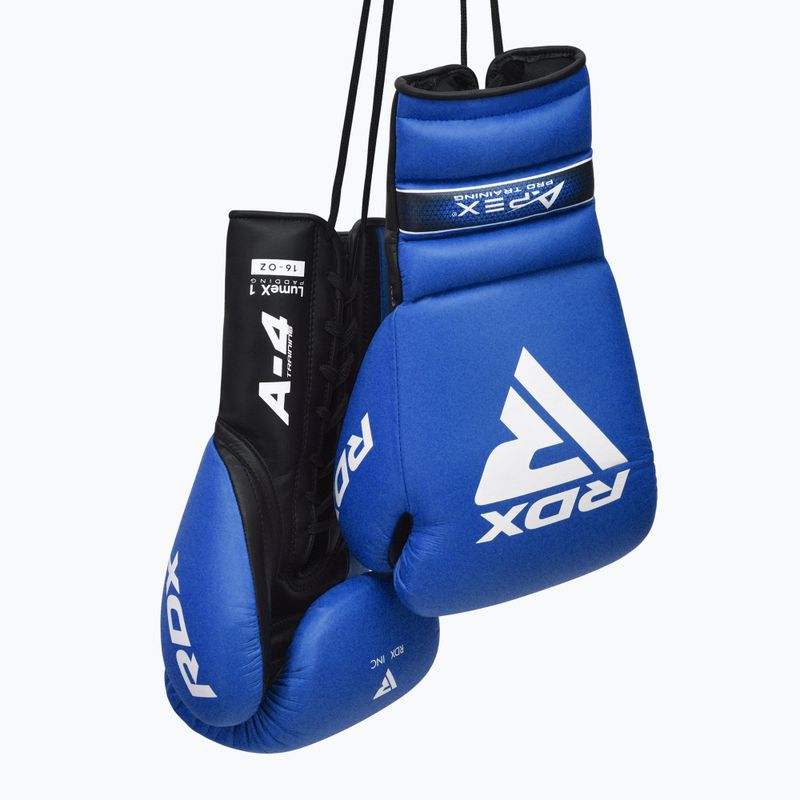 RDX Apex Lace Up Training Sparring Boxing Gloves blue 4