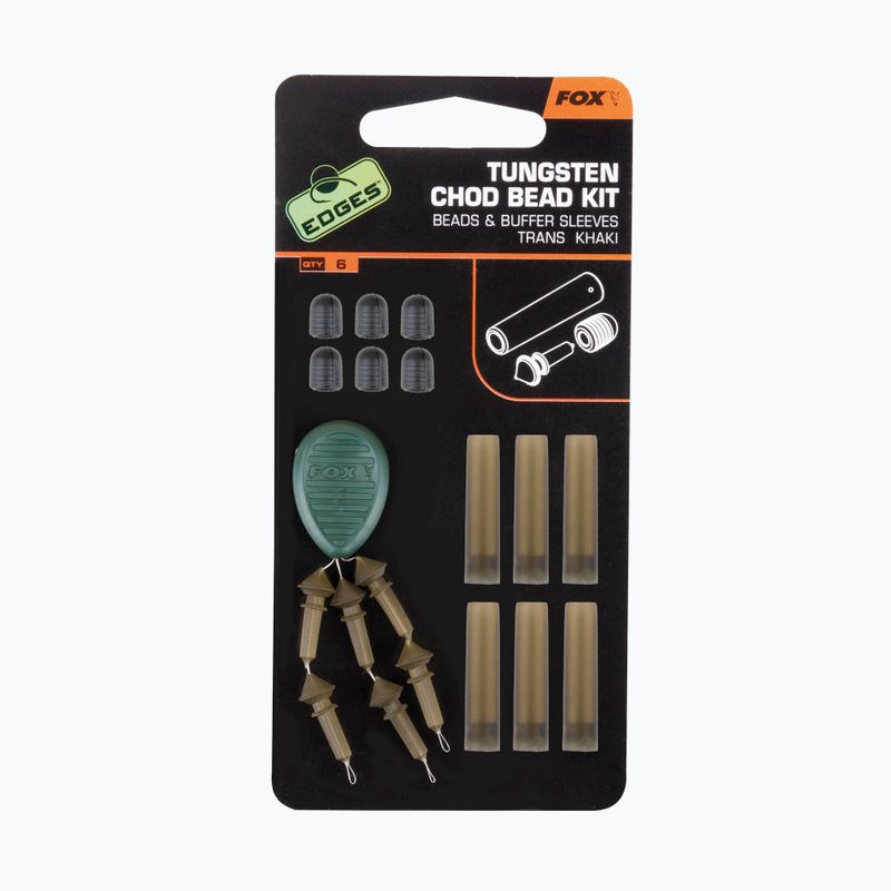 Chod Riga protector Fox International Edges Tungsten Chod bead kit x 6 Beads / Buffer sleeves brown CAC488