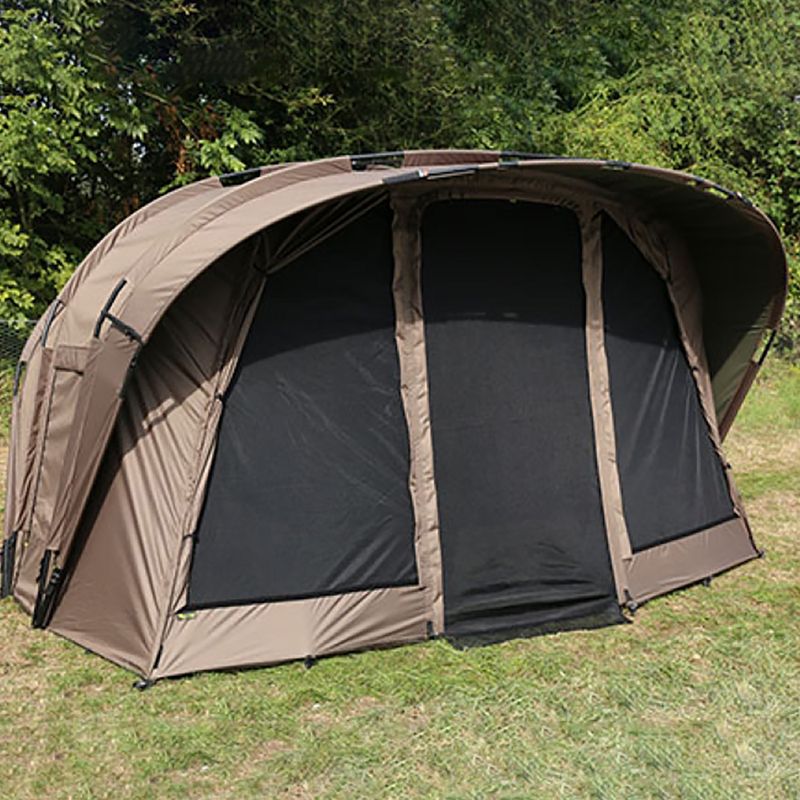 Fox International Retreat+ Ripstop Ventec 2 Man Ext Wrap fishing tent brown CUM203 2