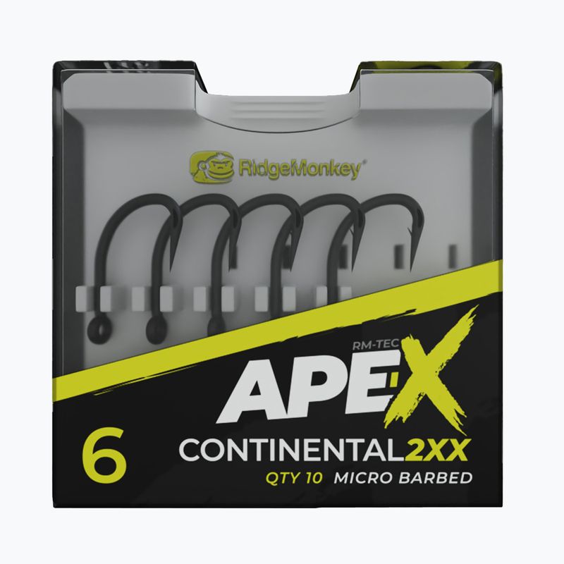 RidgeMonkey Ape-X Continental 2XX Barbed grey RMT249 hooks 2