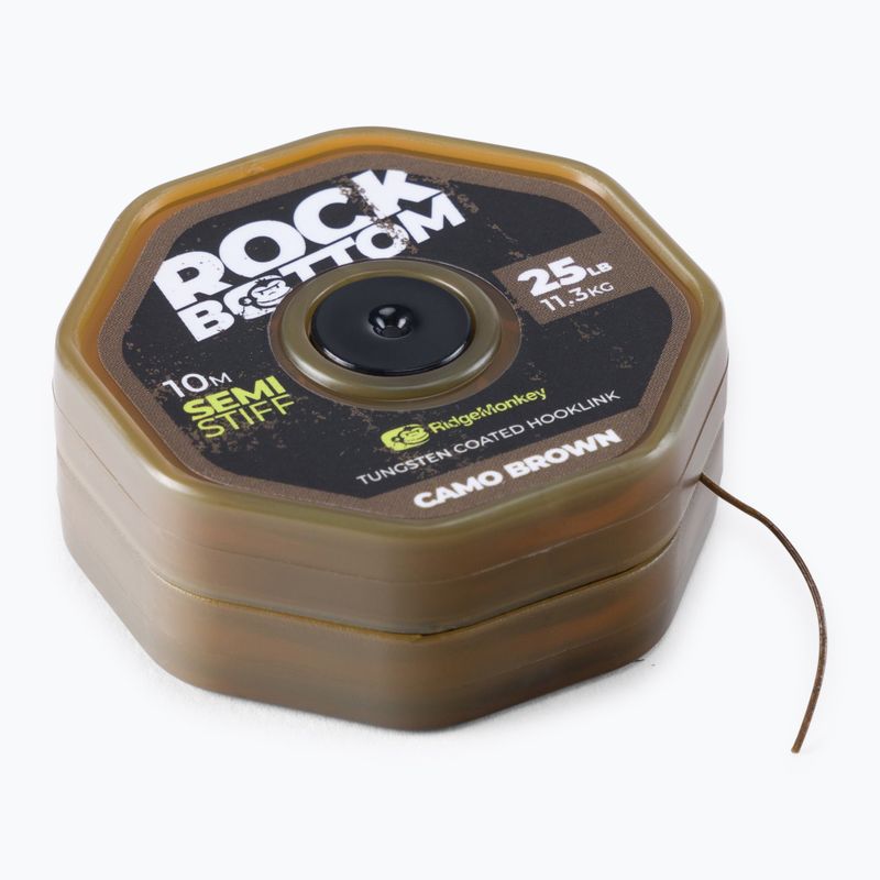 RidgeMonkey carp leader braid Connexion Rock Bottom Tungsten Semi Stiff Coated Hooklink brown RMT282
