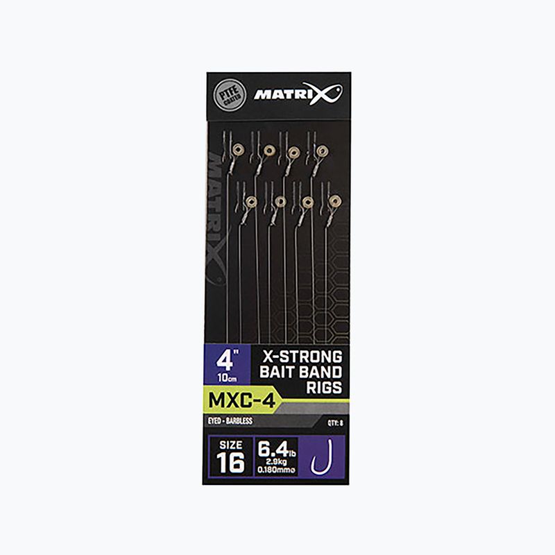 Matrix MXC-4 Size Barbless X-Strong Bait Band methode leaders 8 pcs transparent GRR066