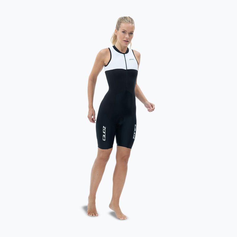 Women's triathlon suit ZONE3 Lava Long Distance Trisuit black/white/green 3