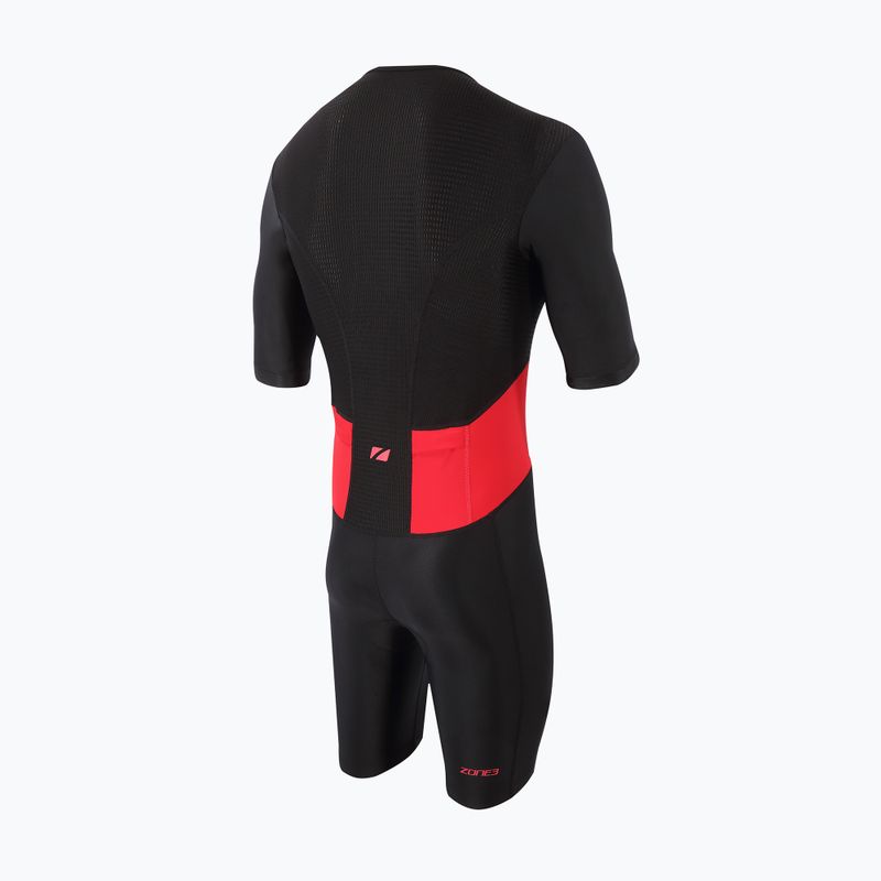 Men's ZONE3 Activate Short Sleeve Full Zip Triathlon Suit black/red 2