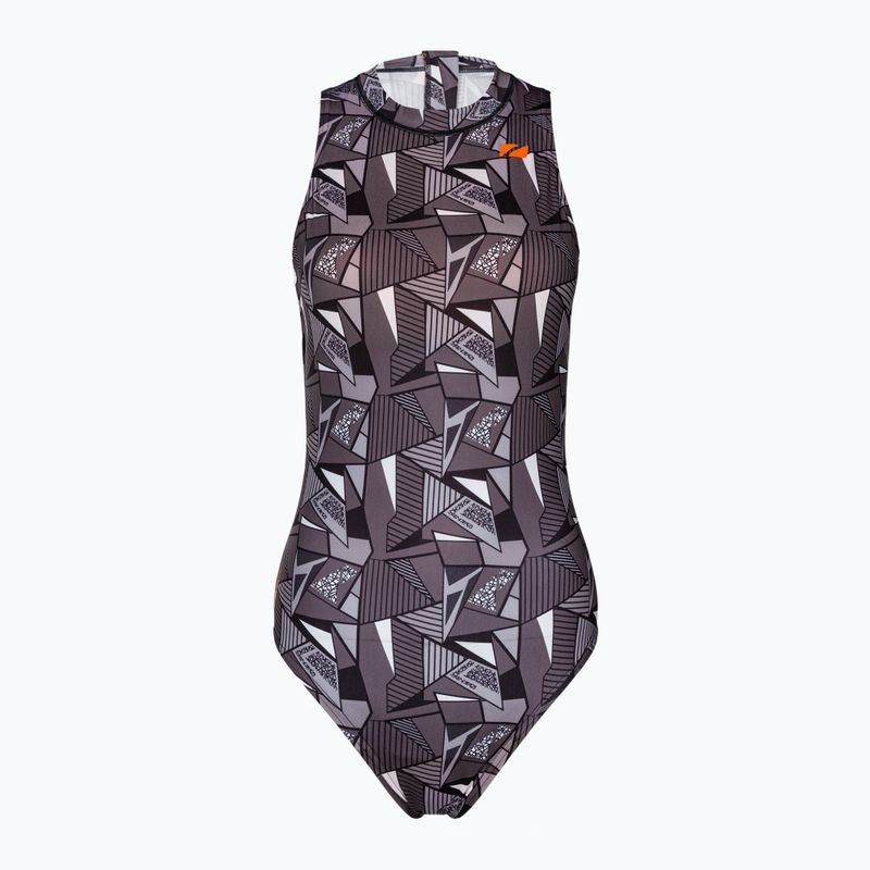 Women's one-piece swimsuit ZONE3 OWS Renew High Neck black/white