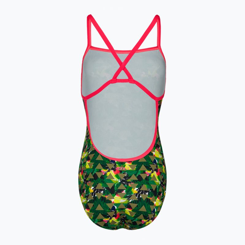 Women's one-piece swimsuit ZONE3 High Jazz 3.0 Strap Back khaki 2