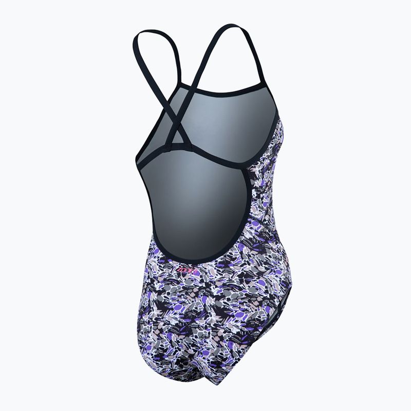 Women's one-piece swimsuit ZONE3 Pacific Koa Strap Back black/green 5