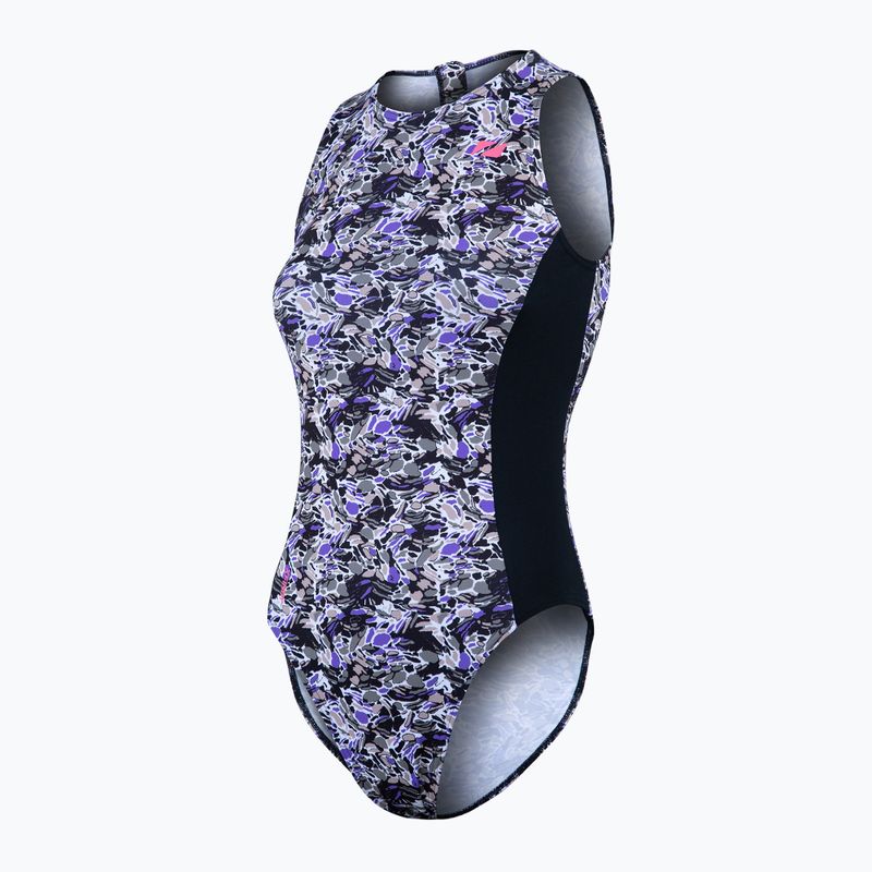 Women's one-piece swimsuit ZONE3 Pacific Koa High Neck black/green 4