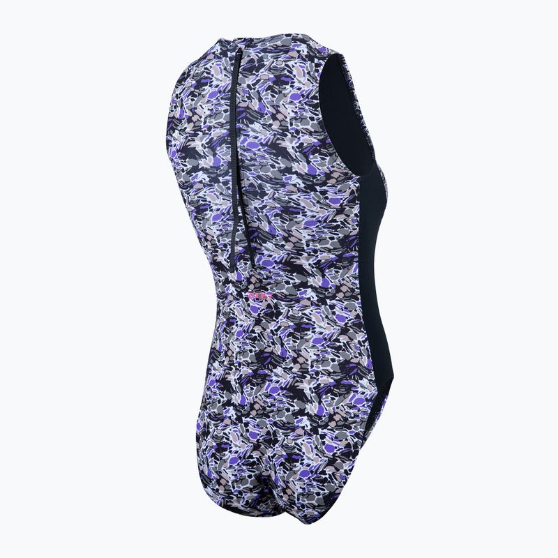 Women's one-piece swimsuit ZONE3 Pacific Koa High Neck black/green 5