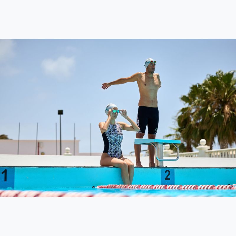 Women's one-piece swimsuit ZONE3 Pacific Koa High Neck black/green 7