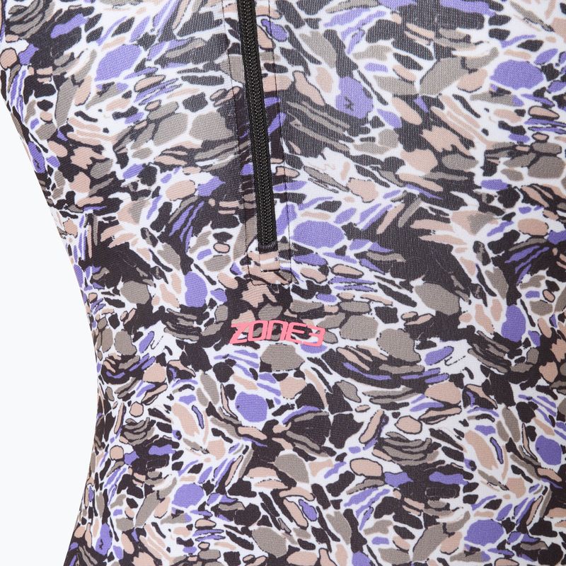 Women's one-piece swimsuit ZONE3 Pacific Koa High Neck black/green 3