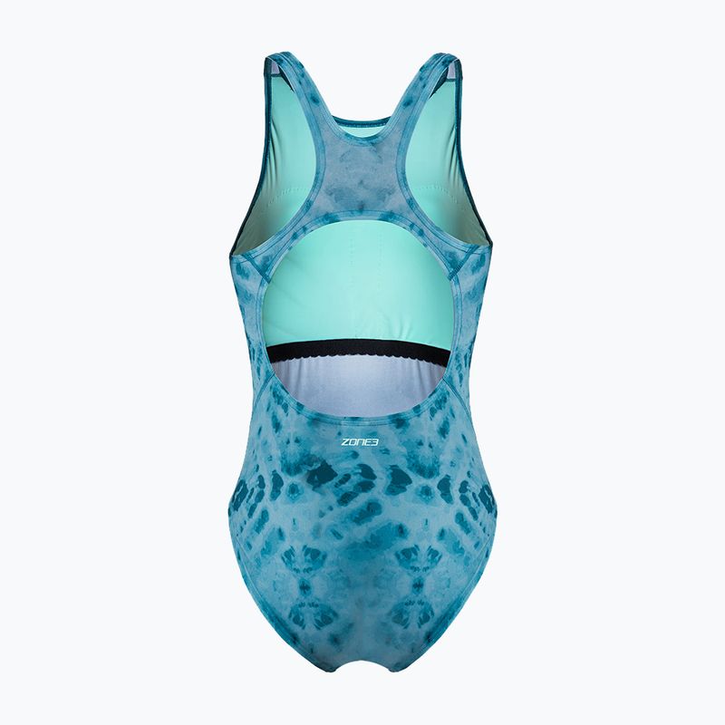 Women's one-piece swimsuit ZONE3 Classic teal tie dye 2