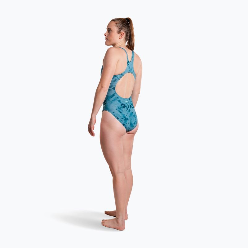 Women's one-piece swimsuit ZONE3 Classic teal tie dye 5