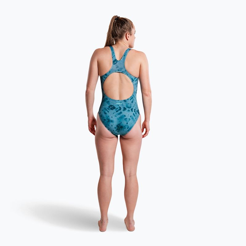 Women's one-piece swimsuit ZONE3 Classic teal tie dye 6