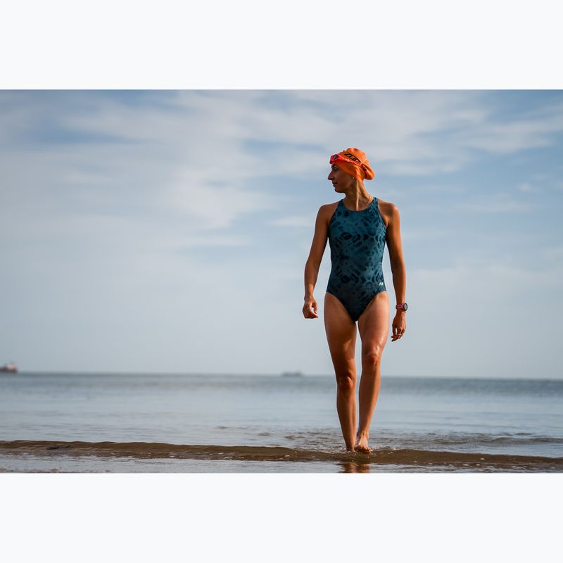Women's one-piece swimsuit ZONE3 Classic teal tie dye 7