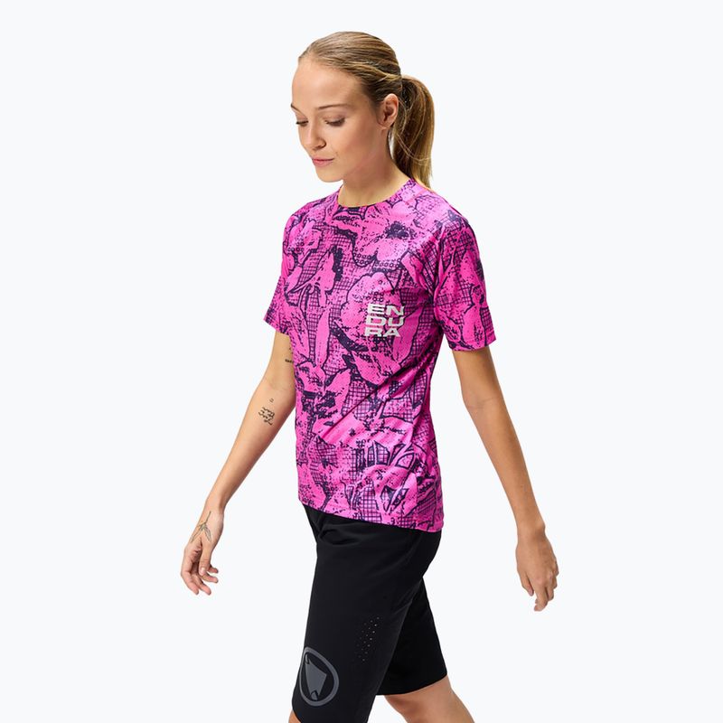 Women's cycling jersey Endura Grid Floral Ltd W pink pop 4