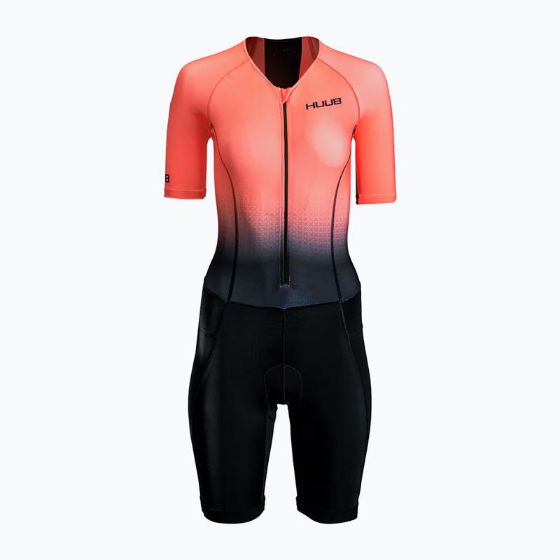 Women's thriathlon suit HUUB Commit Long Course Suit black/coral