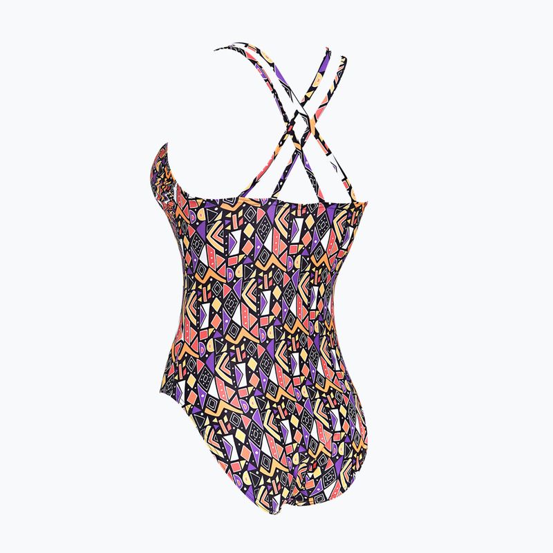 Women's one-piece swimsuit Zoggs Culture Jam Crossback purple / orange / white 2