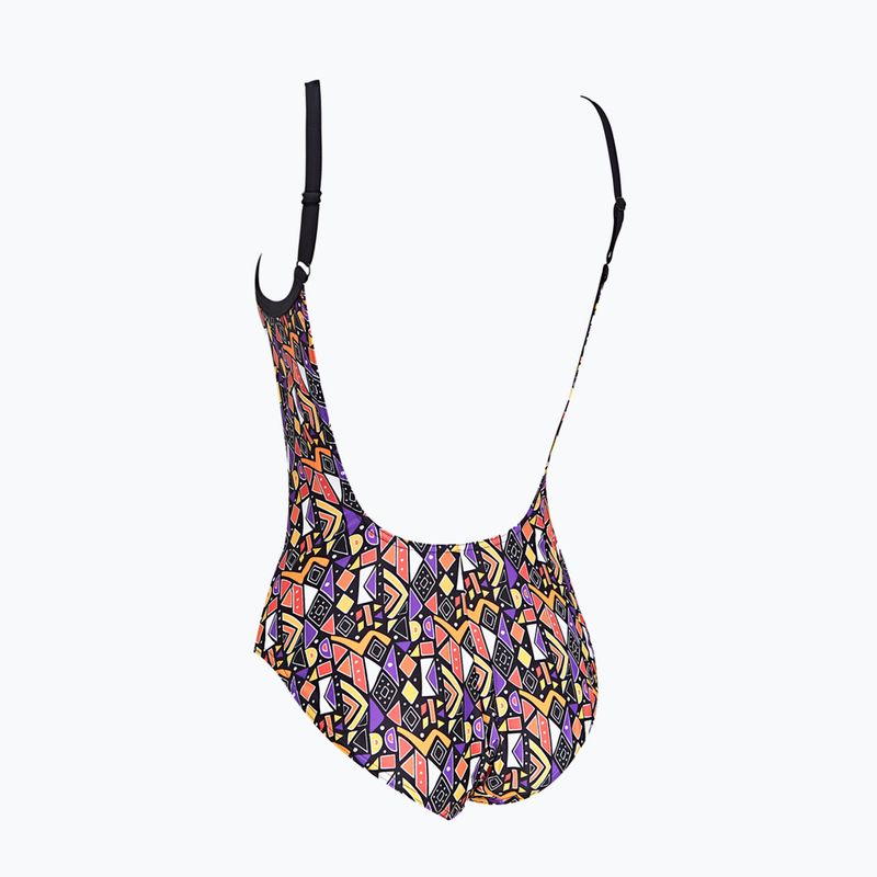Women's one-piece swimsuit Zoggs Culture Jam Deep Scoo brown / multicolour 2