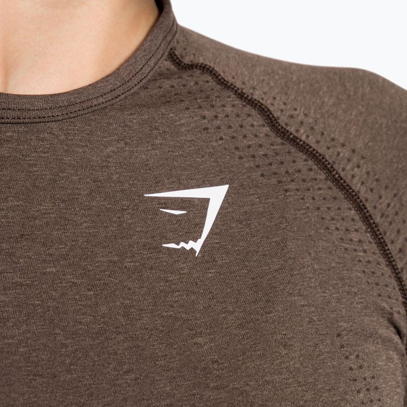 Women's training longsleeve top Gymshark Vital Seamless Top brown/white 5