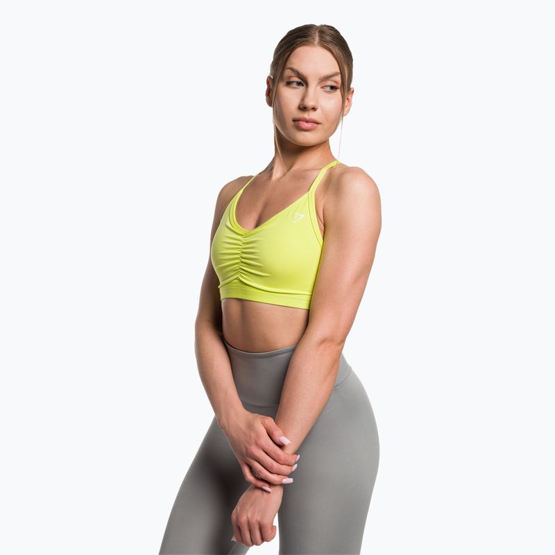 Gymshark Ruched Training Sports glitch yellow fitness bra