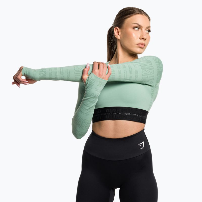 Women's Gymshark Vision Crop Top longsleeve training top green/black