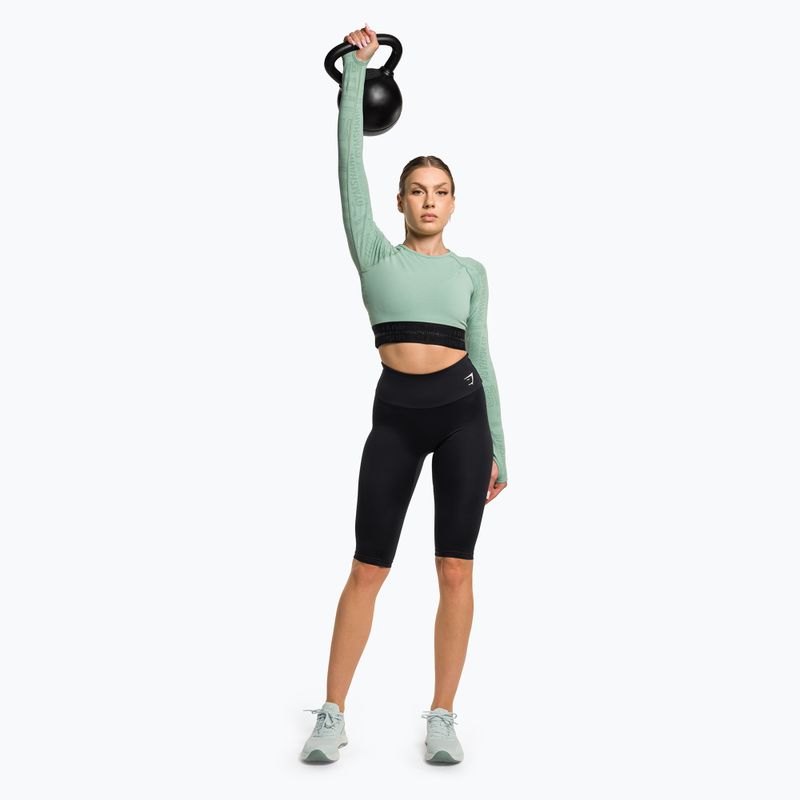 Women's Gymshark Vision Crop Top longsleeve training top green/black 2