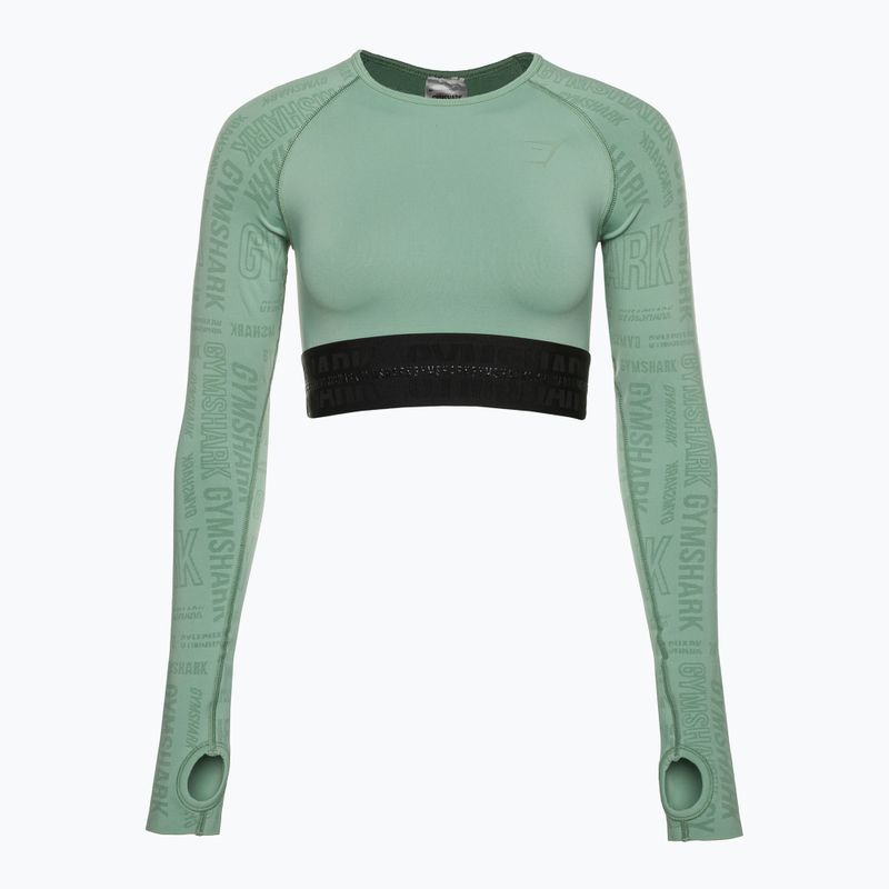 Women's Gymshark Vision Crop Top longsleeve training top green/black 5