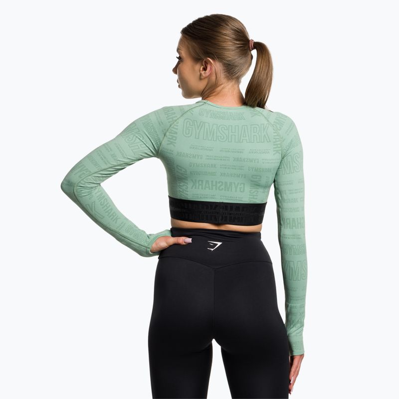 Women's Gymshark Vision Crop Top longsleeve training top green/black 3