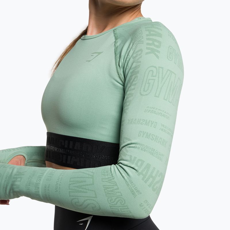 Women's Gymshark Vision Crop Top longsleeve training top green/black 4