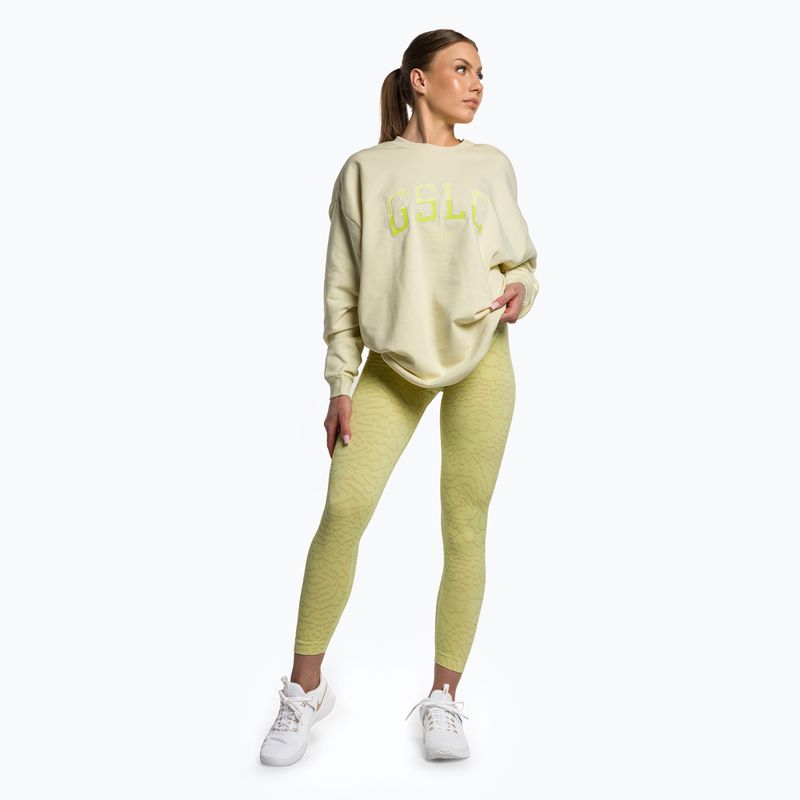 Women's training sweatshirt Gymshark Gfx Gslc Oversized yellow/white 2