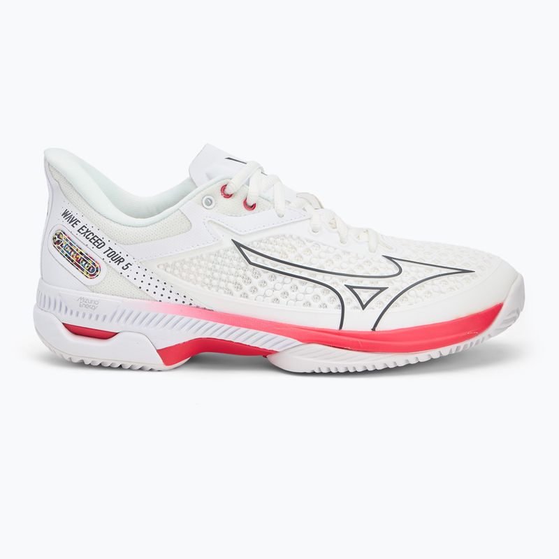 Women's tennis shoes Mizuno Wave Exceed Tour 5 CC undyed white/quiet shade/opera red 2