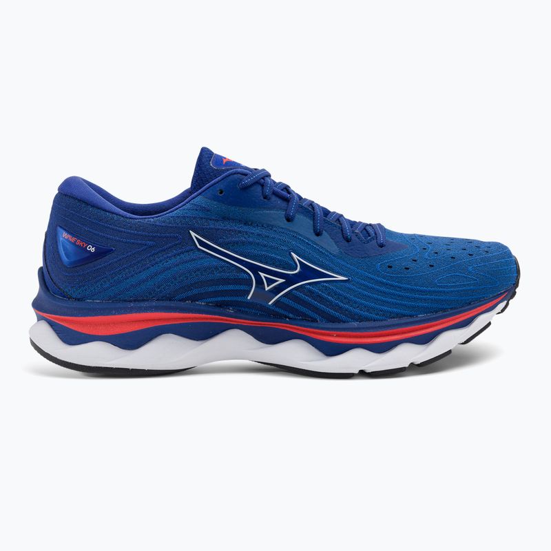 Men's running shoes Mizuno Wave Sky 6 turquoise sea/white/cherry tomato 2
