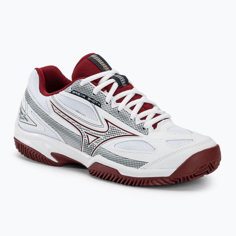 Women's tennis shoes Mizuno Break Shot 4 CC white/cabernet/papyrus