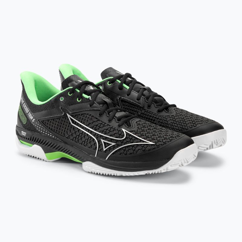 Men's tennis shoes Mizuno Wave Exceed Tour 5 CC black / silver / techno green 5