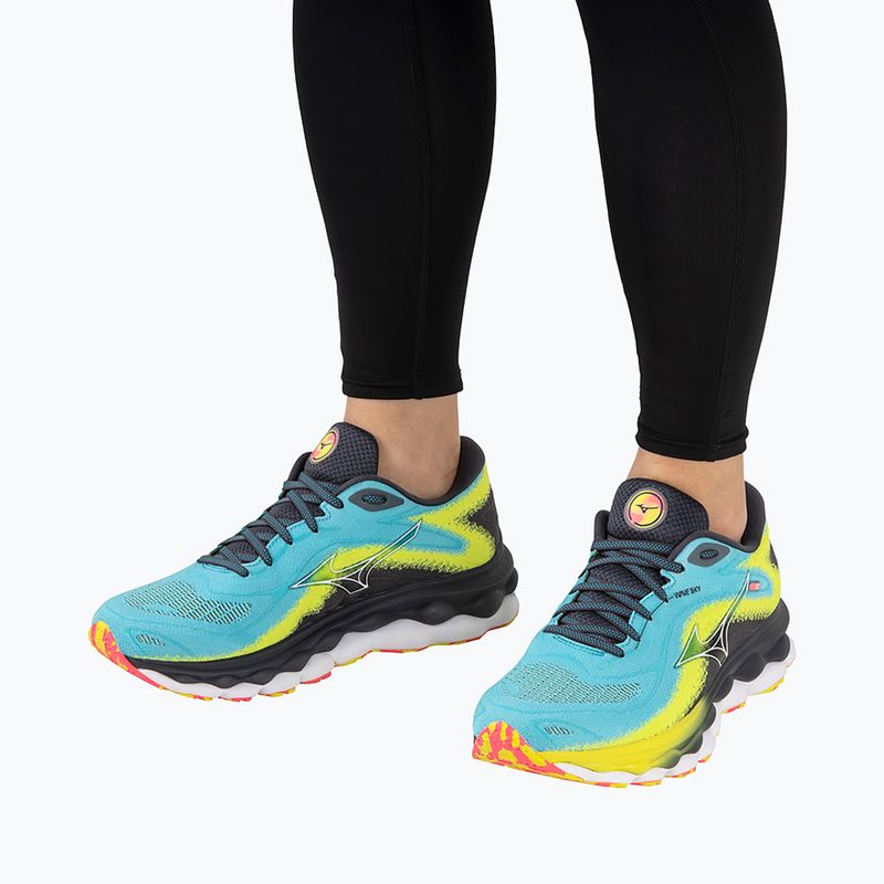 Men's running shoes Mizuno Wave Sky 7 jet blue/white/bolt2neon 3