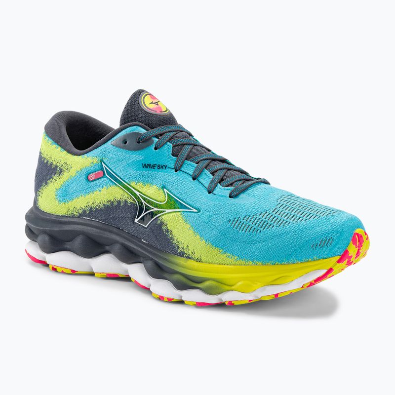 Men's running shoes Mizuno Wave Sky 7 jet blue/white/bolt2neon