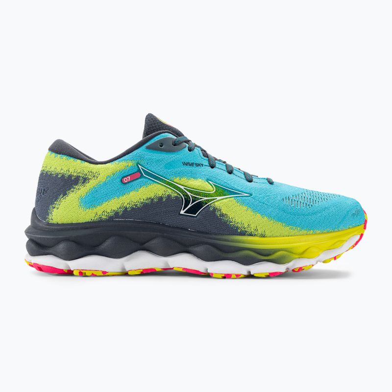 Men's running shoes Mizuno Wave Sky 7 jet blue/white/bolt2neon 2