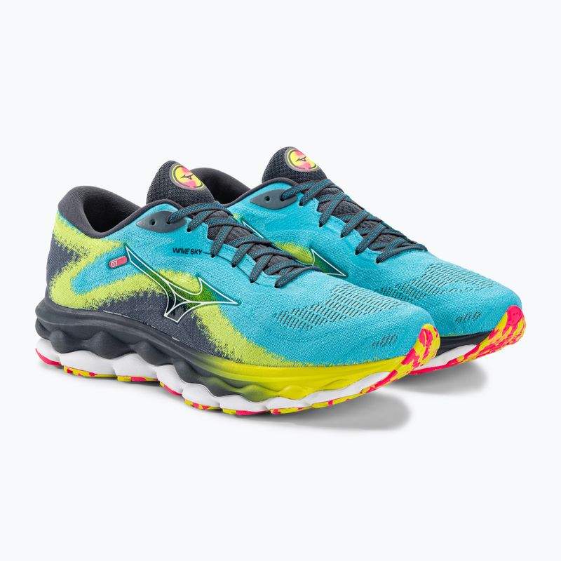 Men's running shoes Mizuno Wave Sky 7 jet blue/white/bolt2neon 6