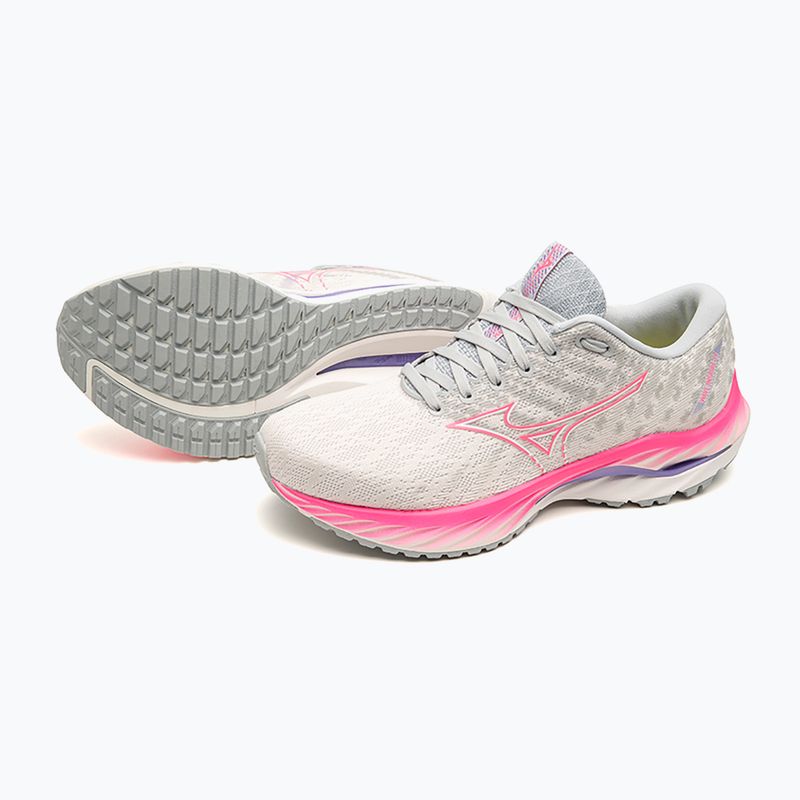 Women's running shoes Mizuno Wave Inspire 19 snow white/ hi vis pink/ purple punch 15