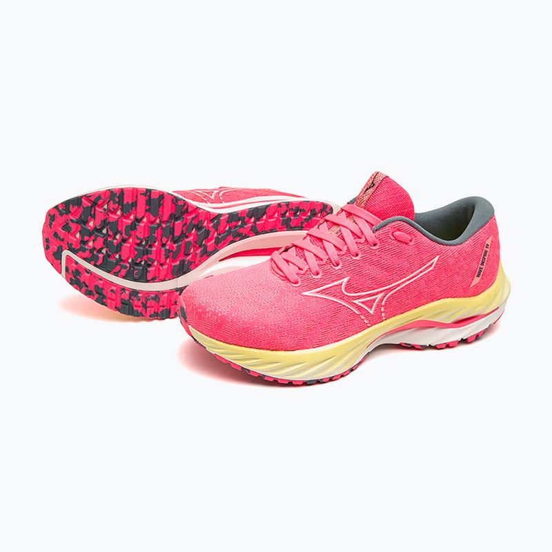 Women's running shoes Mizuno Wave Inspire 19 hi vis pink/ snow white/ luminous 16