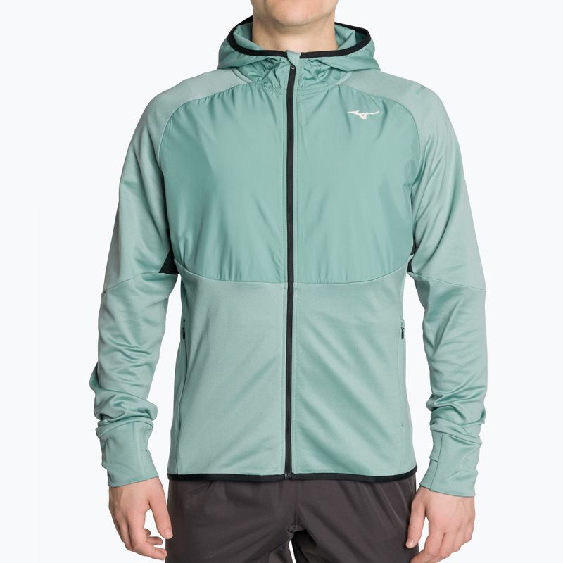Men's Mizuno Warmalite Hybrid FZ mineral blue/black running jacket